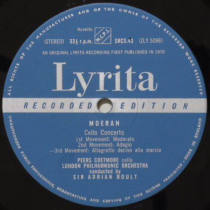 Ernest John Moeran, Peers Coetmore, London Philharmonic Orchestra, Sir Adrian Boult : Cello Concerto / Overture For A Masque / Rhapsody No 2 (LP)