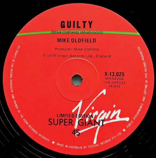 Mike Oldfield : Guilty (12", Single, Ltd, Pic)
