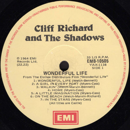 Cliff Richard & The Shadows : Wonderful Life (LP, Album, Mono, RE)