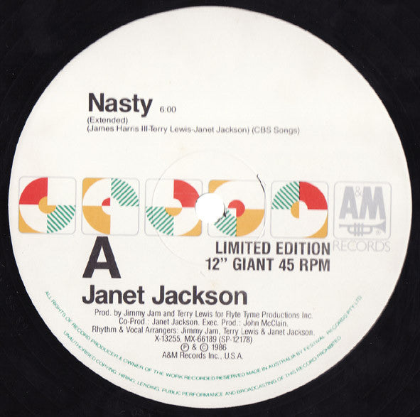 Janet Jackson : Nasty (12", Single, Ltd)