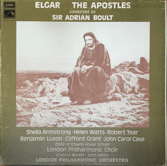 Sir Edward Elgar, Sir Adrian Boult, Sheila Armstrong, Helen Watts, Robert Tear, Benjamin Luxon, Clifford Grant, John Carol Case, Choir Of Downe House School, London Philharmonic Choir, London Philharmonic Orchestra : The Apostles (Box + 3xLP, Album)