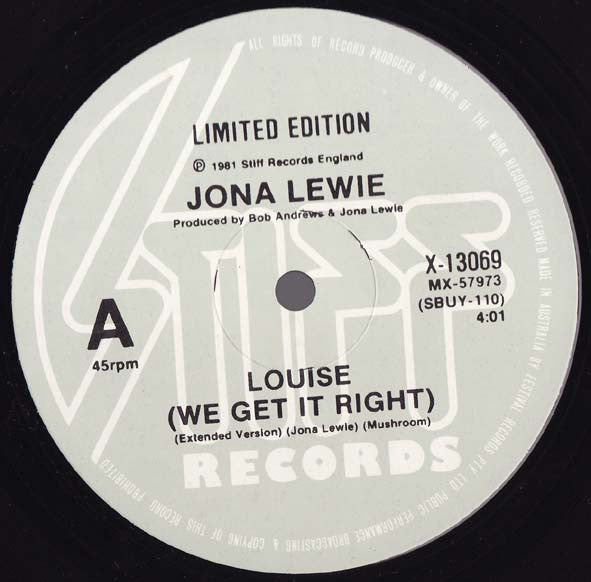 Jona Lewie : Louise (We Get It Right) (10", Ltd)
