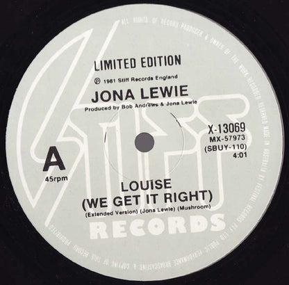 Jona Lewie : Louise (We Get It Right) (10", Ltd)