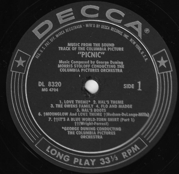 Morris Stoloff Conducting The Columbia Pictures Orchestra : Music From The Sound Track Of The Columbia Picture "Picnic" (LP, Album, Glo)