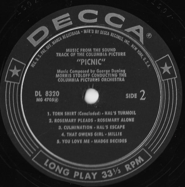 Morris Stoloff Conducting The Columbia Pictures Orchestra : Music From The Sound Track Of The Columbia Picture "Picnic" (LP, Album, Glo)