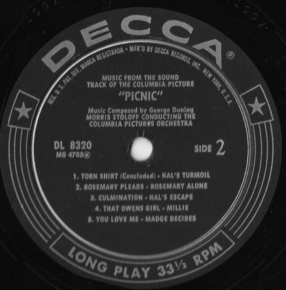 Morris Stoloff Conducting The Columbia Pictures Orchestra : Music From The Sound Track Of The Columbia Picture "Picnic" (LP, Album, Glo)