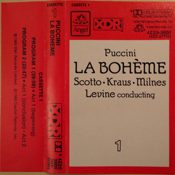 Puccini* - Renata Scotto, Alfredo Kraus, Sherrill Milnes, Carol Neblett, Matteo Manuguerra, Paul Plishka, Renato Capecchi, Italo Tajo, Ambrosian Opera Chorus*, National Philharmonic Orchestra, James Levine (2) : La Bohème (2xCass + Box)