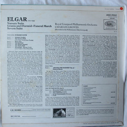 Sir Edward Elgar, Sir Charles Groves, Royal Liverpool Philharmonic Orchestra : Severn Suite; Nursery Suite; Grania & Diarmid - Funeral March (LP, Album)