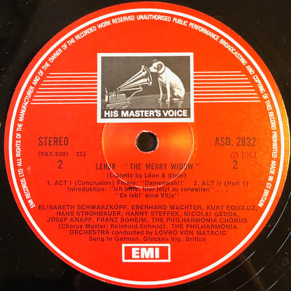 Franz Lehár, Elisabeth Schwarzkopf, Hanny Steffek, Nicolai Gedda, Josef Knapp (2), Eberhard Wächter, Philharmonia Chorus, Philharmonia Orchestra, Lovro Von Matacic : The Merry Widow (2xLP, Album, RP + Box)