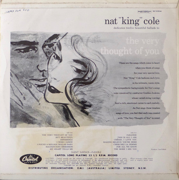 Nat King Cole, Gordon Jenkins And His Orchestra : The Very Thought Of You (LP, Album, Mono)