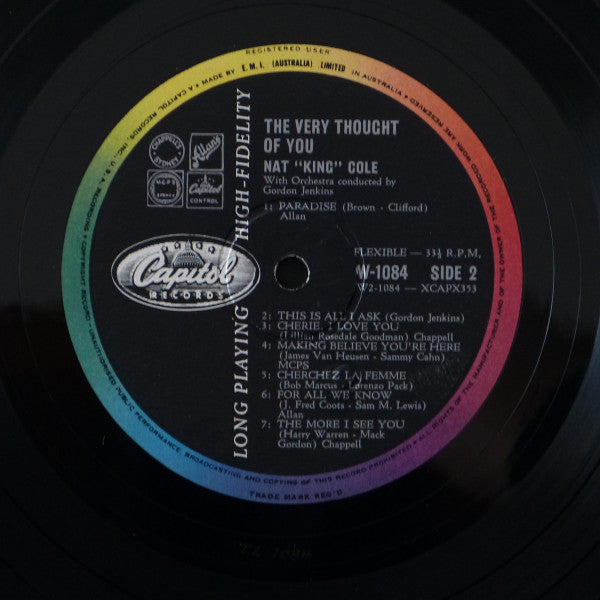 Nat King Cole, Gordon Jenkins And His Orchestra : The Very Thought Of You (LP, Album, Mono)