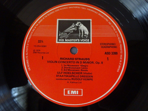Richard Strauss – Ulf Hoelscher / Malcolm Frager, Dresden State Orchestra*, Rudolf Kempe : Violin Concerto / Burleske For Piano & Orchestra (LP, Quad, Ori)