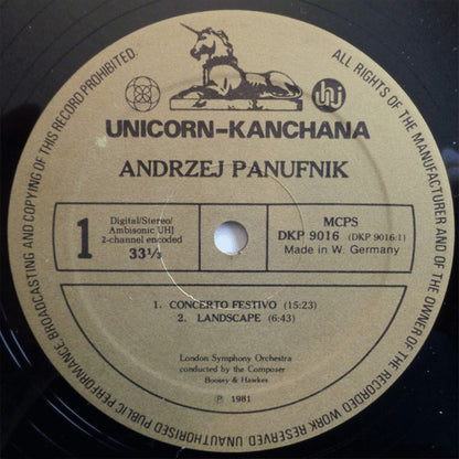 Andrzej Panufnik, London Symphony Orchestra : Concerto Festivo / Landscape / Katyń Epitaph / Concertino (LP, Amb)