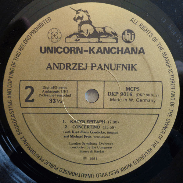 Andrzej Panufnik, London Symphony Orchestra : Concerto Festivo / Landscape / Katyń Epitaph / Concertino (LP, Amb)