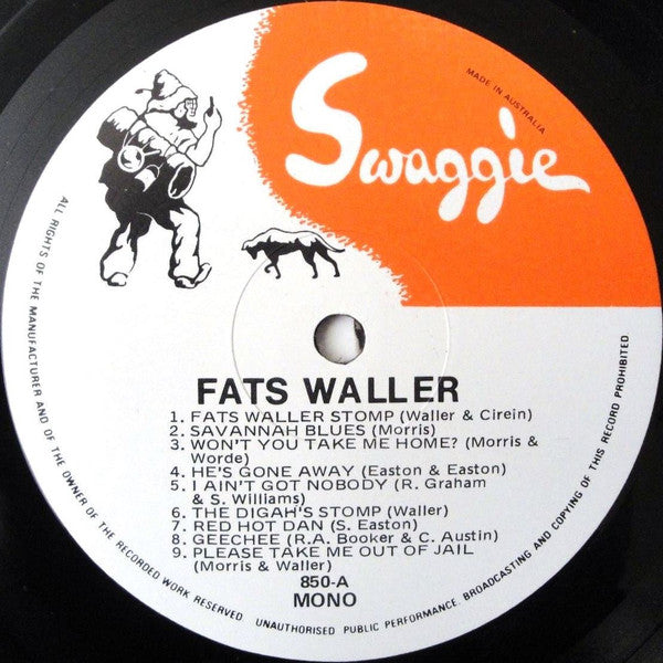 Fats Waller : Fats Waller 1927-1929 (LP, Album, Comp, Mono, RE)