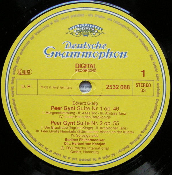 Edvard Grieg, Jean Sibelius, Berliner Philharmoniker, Herbert von Karajan : Peer Gynt Suites 1 & 2 / Pelléas Et Mélisande (LP, Album)