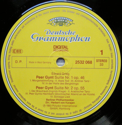Edvard Grieg, Jean Sibelius, Berliner Philharmoniker, Herbert von Karajan : Peer Gynt Suites 1 & 2 / Pelléas Et Mélisande (LP, Album)