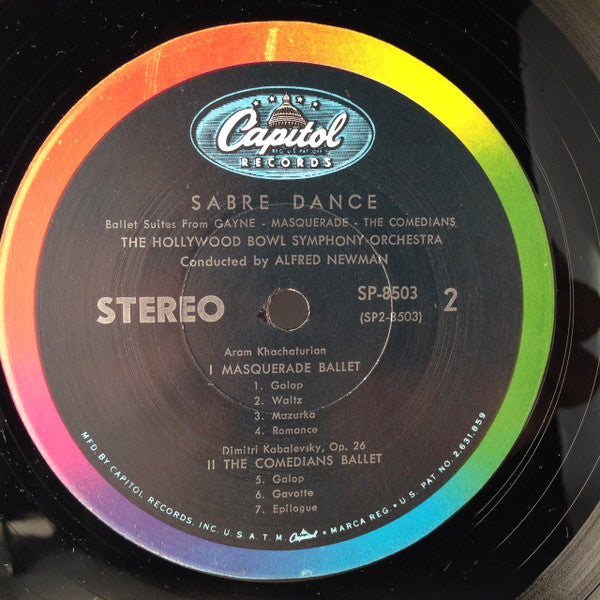 The Hollywood Bowl Symphony Orchestra conducted by Alfred Newman : Sabre Dance / Suites From Gayne · Masquerade · Comedians (LP, Comp)