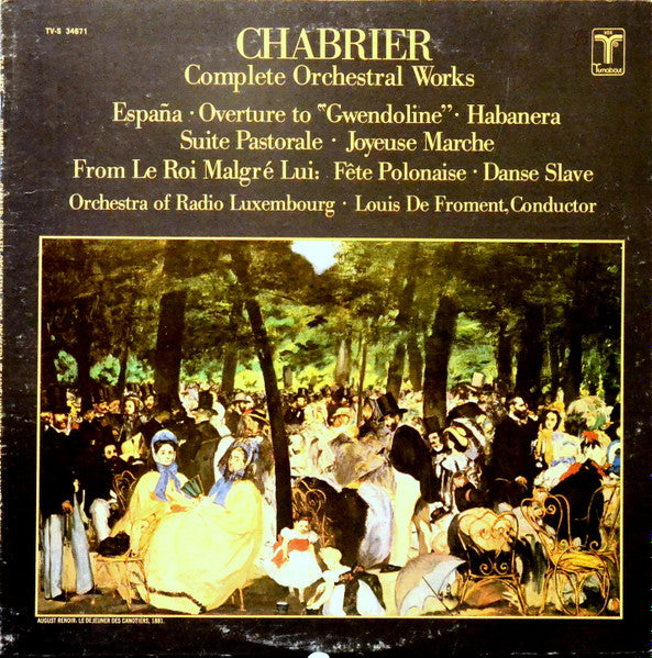 Emmanuel Chabrier, Louis De Froment, Orchestra Of Radio Luxembourg : Complete Orchestral Works (LP, Quad)