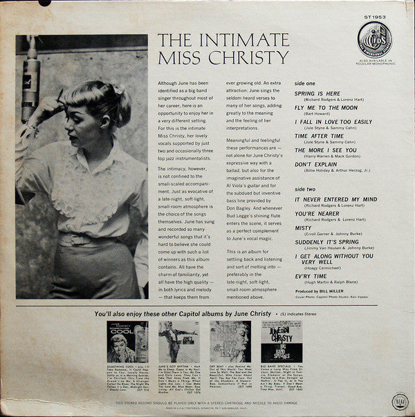 June Christy : The Intimate Miss Christy (LP, Scr)