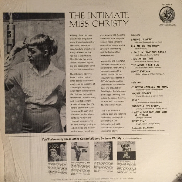 June Christy : The Intimate Miss Christy (LP, Scr)