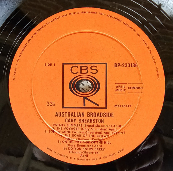 Gary Shearston : Australian Broadside (LP, Album, Mono,  )