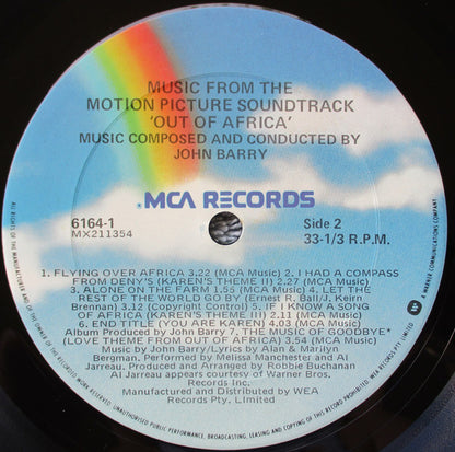 John Barry : Out Of Africa (Music From The Motion Picture Soundtrack) (LP, Album)
