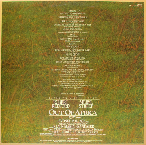 John Barry : Out Of Africa (Music From The Motion Picture Soundtrack) (LP, Album)