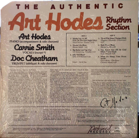 Art Hodes : The Authentic Art Hodes Rhythm Section  (LP)