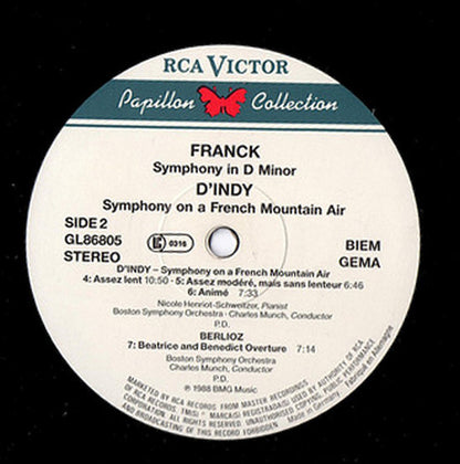 César / Hector Berlioz / Vincent D'Indy / Chicago Symphony Orchestra, Pierre Monteux, Nicole Henriot-Schweitzer, Boston Symphony Orchestra, Charles Munch : Symphony In D Minor / Beatrice And Benedict Overture / Symphonie Sur Un Chant Montagnard = Symphony On A French Mountain Air (LP, Comp, RE, RM)