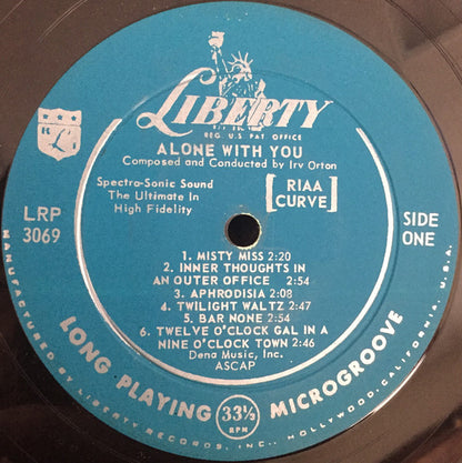 Irv Orton Orchestra : Alone With You (LP, Album, Mono)