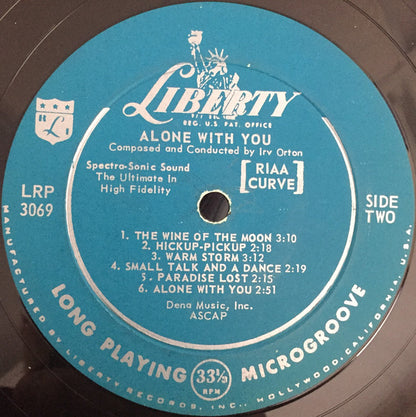 Irv Orton Orchestra : Alone With You (LP, Album, Mono)