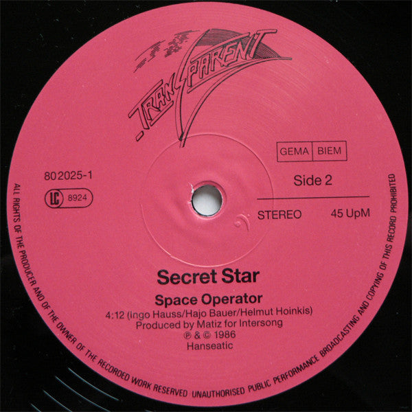 Secret Star : I Need A Man (12", Maxi)