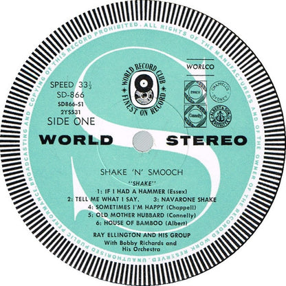 Ray Ellington And His Group With Bobby Richards And His Orchestra : Shake 'N' Smooch (LP, Album, Club)