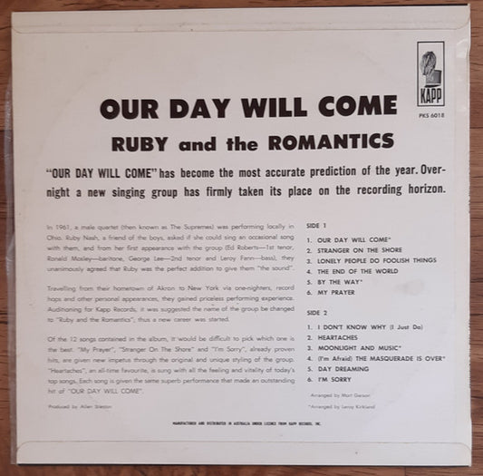 Ruby And The Romantics : Our Day Will Come (LP, Album)