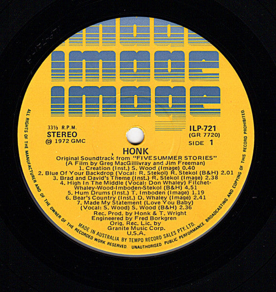 Honk (2) : The Original Sound Track From Five Summer Stories (LP, Album)