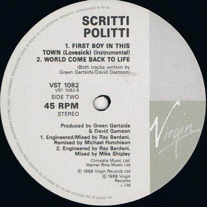 Scritti Politti : First Boy In This Town (Lovesick) (12", Single)