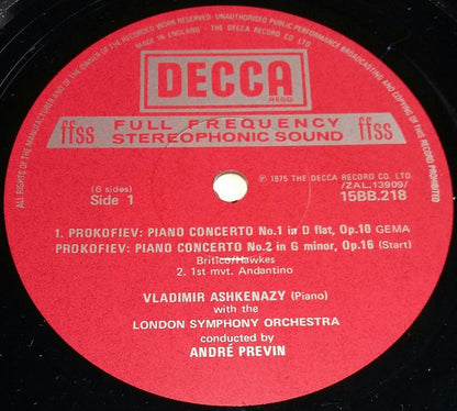 Sergei Prokofiev, London Symphony Orchestra, Vladimir Ashkenazy • André Previn : The Five Piano Concertos  (3xLP + Box)