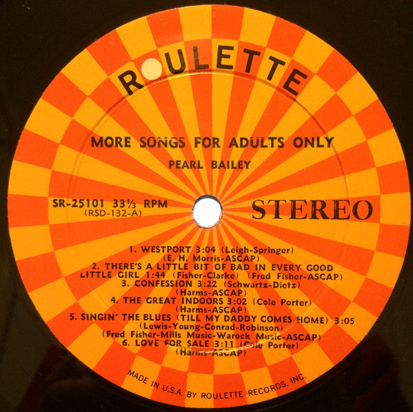 Pearl Bailey : More Songs For Adults Only (LP, Album, RE)