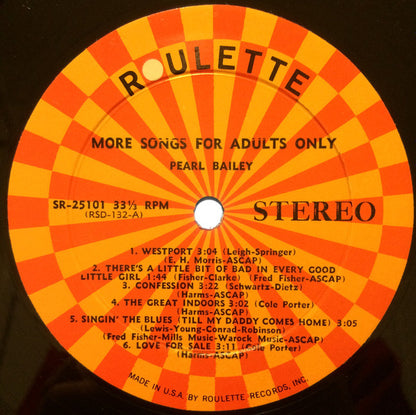 Pearl Bailey : More Songs For Adults Only (LP, Album, RE)