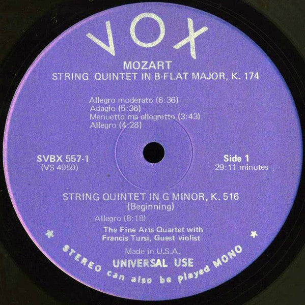 Wolfgang Amadeus Mozart - The Fine Arts Quartet With Francis Tursi : 6 String Quintets (3xLP, Album + Box)