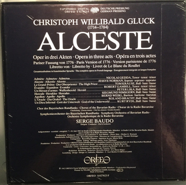 Christoph Willibald Gluck - Jessye Norman, Nicolai Gedda, Tom Krause, Bernd Weikl, Siegmund Nimsgern, Chor* Und Symphonieorchester Des Bayerischen Rundfunks*, Serge Baudo : Alceste (3xLP, Album, DMM + Box)