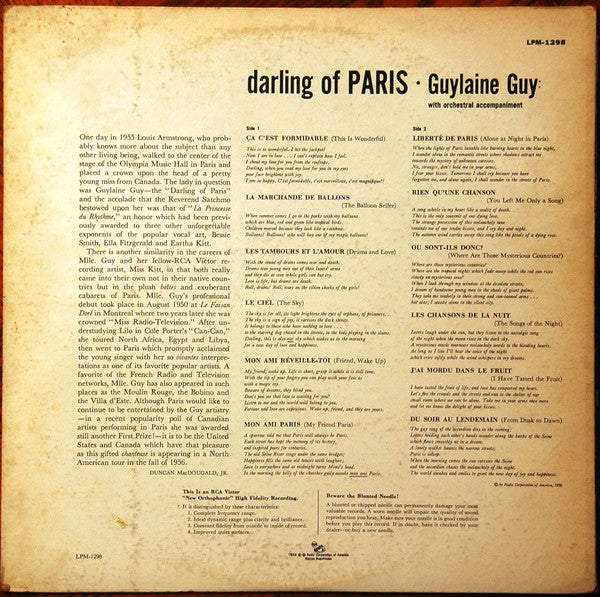 Guylaine Guy : Darling Of Paris (LP, Mono)