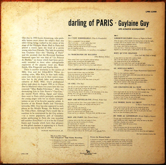 Guylaine Guy : Darling Of Paris (LP, Mono)