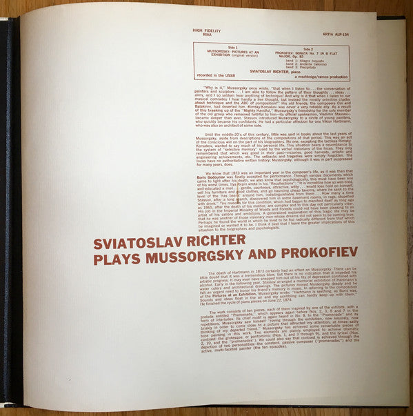 Sviatoslav Richter - Modest Mussorgsky, Sergei Prokofiev : Pictures At An Exhibition · Sonata No. 7 In B-Flat Major, Op. 83 (LP, Album, Mono, Gat)