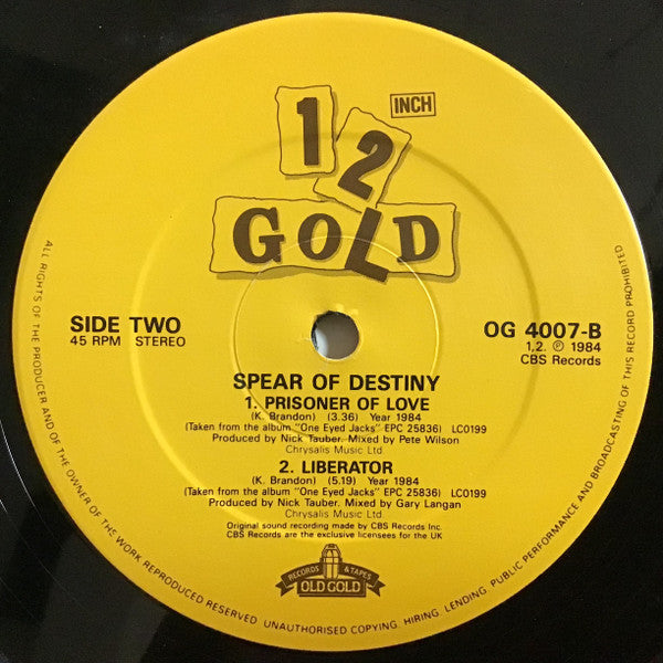 Spear Of Destiny : The Wheel / Flying Scotsman / Prisoner Of Love / Liberator  (12", Single, Alt)