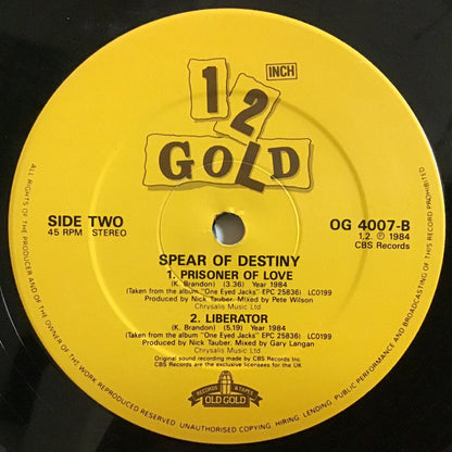 Spear Of Destiny : The Wheel / Flying Scotsman / Prisoner Of Love / Liberator  (12", Single, Alt)