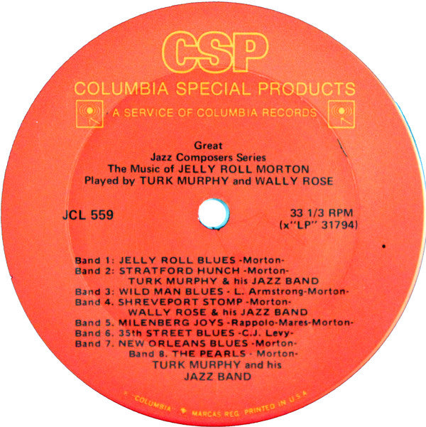Turk Murphy And Wally Rose : The Music Of Jelly Roll Morton (LP, Album, RE)