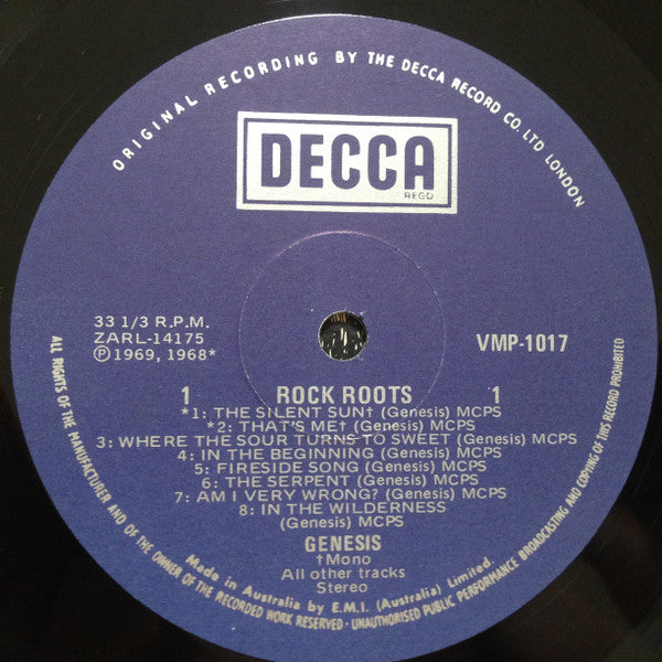 Genesis : Rock Roots (LP, Album, Mono, RE)