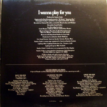 Stanley Clarke : I Wanna Play For You (2xLP, Album, Gat)